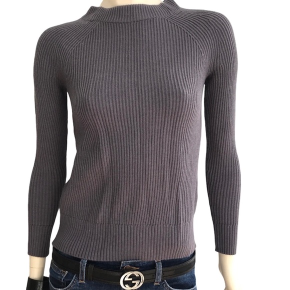 Banana Republic Tie back Sweater Heather Gray Purple Size XS - Picture 2 of 8